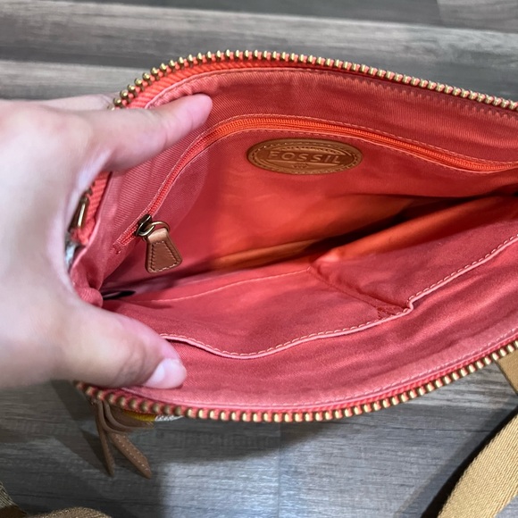 Fossil Eliza Bright Multicolor Canvas Leather Crossbody Bag - Picture 7 of 10